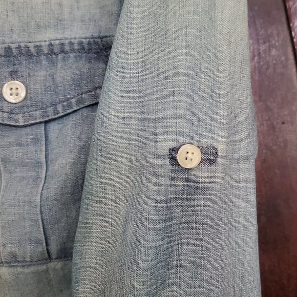 J Crew denim chambray Perfect Shirt with roll tab sleeves - Picture 6 of 10